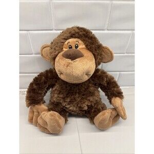 Plush Brown Monkey From Petting Zoo Stuffed Animal Toy 11" EUC